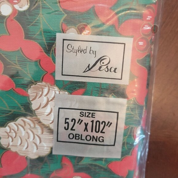 Holiday Flannelback Tablecloth 52" x 102" Oblong Styled By Lisa - Picture 2 of 6